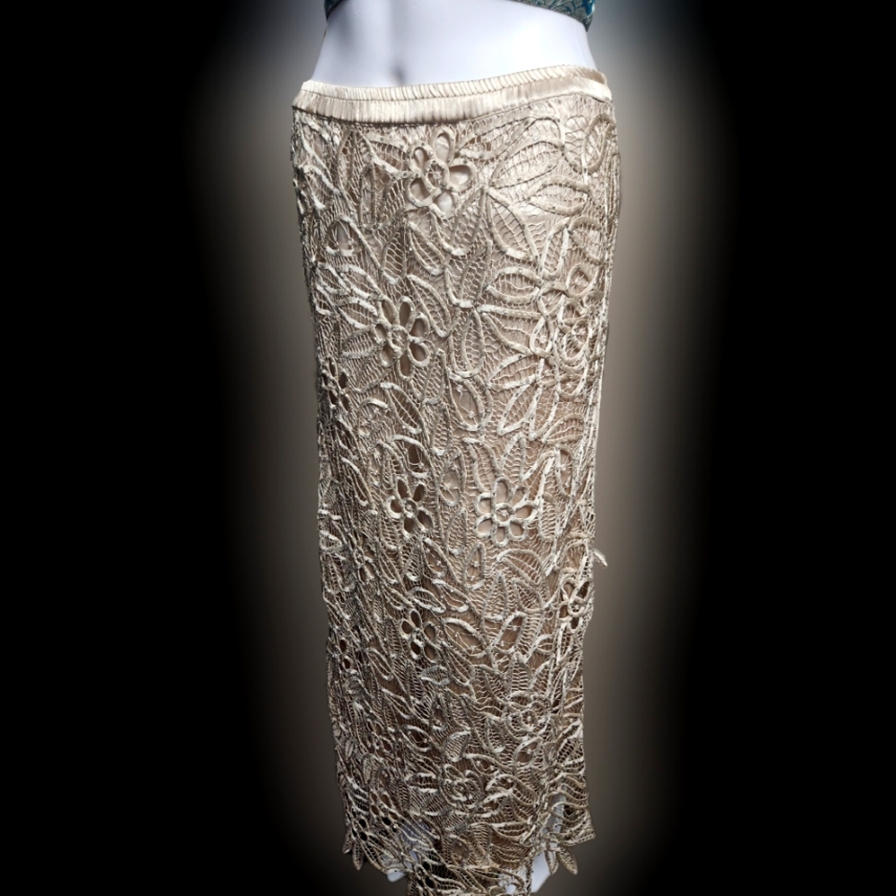 Soulmates hand crochet double layer silk beaded skirt size S